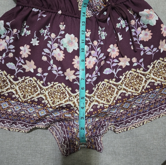 XHILARATION Purple Cold Shoulder Romper Multicolor Boho Floral Pattern Large - Picture 11 of 16